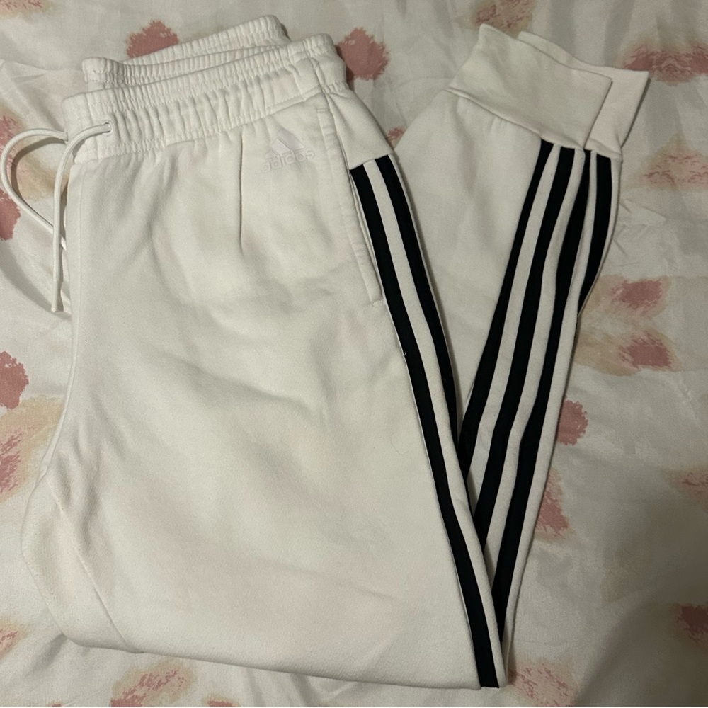 Women’s adidas white joggers